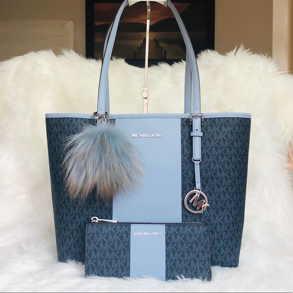 Michael Kors Handbags - 3PCS Michael Kors Center Stripe Tote Wallet Charms